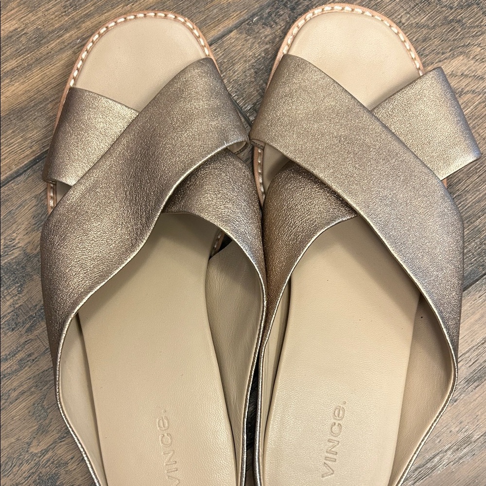 Vince Women's Metallic Slide Sandals - Picture 5 of 5